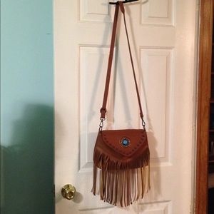 Canyon sky brown purse with fringe